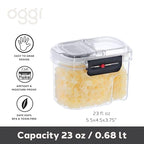 Oggi Easi Grip 23oz Moisture Proof Storage Container, Ultra Clear BPA-Free Sealable Canister, Flip Open Pouring Lid, Date Reminder Slider on Clip, Ideal Kitchen and Pantry Storage (23oz / 0.68lt) - size: 23 fl oz