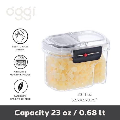 Oggi Easi Grip 23oz Moisture Proof Storage Container, Ultra Clear BPA-Free Sealable Canister, Flip Open Pouring Lid, Date Reminder Slider on Clip, Ideal Kitchen and Pantry Storage (23oz / 0.68lt) - size: 23 fl oz