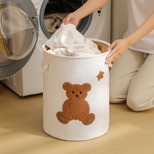 Kids Laundry Basket Nursery Hamper Baby Laundry Basket Stuffed Animal Toys Storage Baskets for Toddler Room Decor, Dirty Clothes Hampers with Drawstring Closure for Bedroom/Living Room/Nursery, Bear - color: Bear