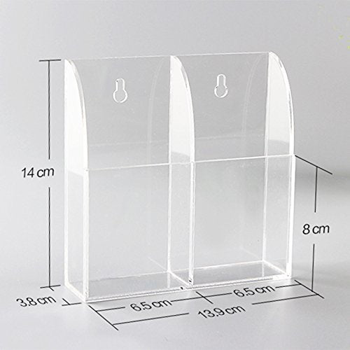 APSOONSELL Remote Control Holder Organizer Wall Mount Acrylic Tidy for Air Conditioner, TV box, Stereo, 2 Slots - style: 2 Compartments