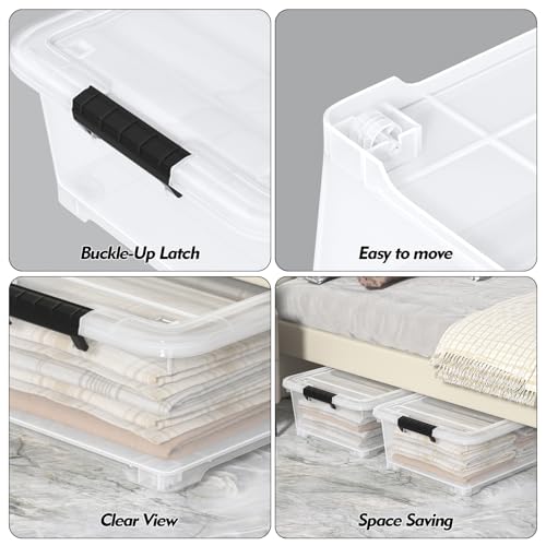 20L Under Bed Storage Containers, Closet Organizers and Storage Bins, Under Bed Storage Box with Wheels, Set of 4 - size: 20L