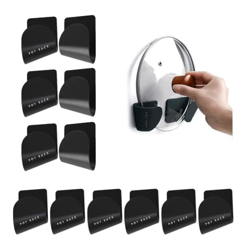6 Pairs of Wall Mount Pot Lid Organizer, Adjustable Cabinet Door Pan Lid Organizer, Pot Lid Holder Hangers for Kitchen Wall Mount (Black) - color: Black