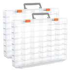 Bluedale 2 Pack 48 Grids Large Plastic Organizer Box with Adjustable Dividers, Beads Storage Containers Compartment Tackle Box Case for Crafts Hobby Small Parts Fishing Seeds Jewelry (Transparent) - size: Transparent-2P