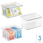 iDesign Plastic Stackable Hinged-Lid Pantry or Kitchen Storage Box - Set of 3 - Clear - style: Pack of 3