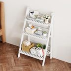 oakvivo Bamboo Bookshelf 3-Tier Ladder Shelf, 39.4” Freestanding Open Bookcase Book Shelf Bathroom Storage Shelf Unit Plant Stand for Small Space, Living Room, Bedroom, Home Office, White - color: 3-tier White