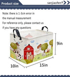 Rectangular Kids Baskets,Farm Baskets for Kids .Waterproof PE Coating Cute Basket with Handles.Boys Bins,Gifts Box,Books Basket. (Farm) - color: Farm
