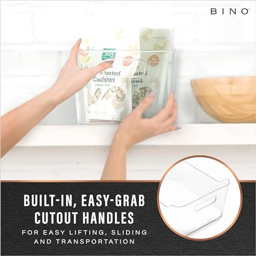 BINO | Plastic Organizer Bins, Large - 4 Pack | The SOHO Collection | Multi-Use | Pantry & Freezer Organizer Bins | Plastic Storage Containers for Home & Kitchen Org - size: Large