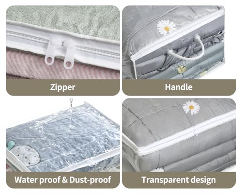 10 PCS Clear Zippered Storage Bags with Handle, Sweater Storage with Zipper, Foldable Closet Organizer Bed Sheet Organizer, Cube Plastic Organizer, Bag, Bin for Clothes,Towel-20 * 16 * 12 - color: White, size: 19.69 x 15.75 x 11.81 inches