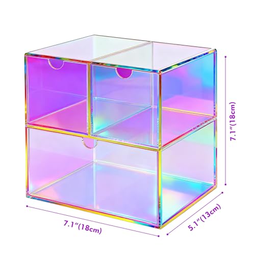 Gelite Desk Organizer with 3 Storage Drawers for Makeup Office Acrylic Desktop Drawer Organizer for Vanity Office Organization and Storage Box, Iridescent - color: Iridescent
