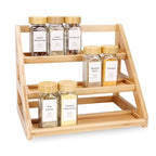 Spice Rack, Spice Organizer -3 Tier Bamboo Spice Racks, Solution for Spice Storage in Kitchens, Countertops，Storage Rooms and Other Places - size: Medium