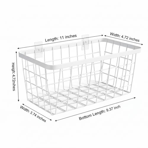 LeleCAT White Hanging Kitchen Baskets For Storage Adhesive Sturdy Small Wire Storage Baskets No Drilling Wall Mounted Kitchen Food Pantry Bathroom Shelf Storage, 4 PACK,White - color: White-New, size: 4 PACK
