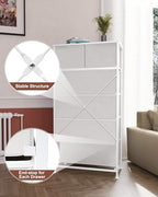 Crestlive Products Tall Dresser for Bedroom Vertical Skinny Dresser - Sturdy Steel Frame, Wood Top, Easy Pull Fabric Bins- Organizer Unit for Bedroom, Entryway, Closets - 6 Drawers (White) - color: White, style: 6 Drawers
