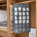 Hanging Fabric Storage Organizer with Multiple Pockets – Space-Saving Closet Storage Solution, Beige 12+24 grid