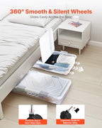 VEVOR Under Bed Storage with Wheels, 31.7 x 15.6 x 6.9 inch Underbed Containers, Underbed Shoes Organizer with Lid & Gray Latch, Rolling Under the Bed Storage Bins for Clothes Shoes Blankets, 4 Pack