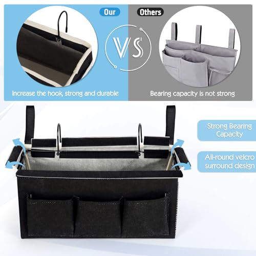 Bedside Storage Caddy/Bedside Hanging Storage Bag for Headboards Bunk Beds Dorm Rooms Book Phone Magazine Holder (New Black) - color: New Black