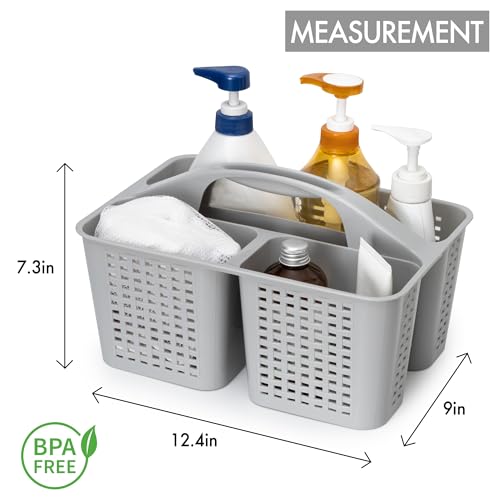 Tiawudi Portable Shower Caddy, Caddy Organizer with Handle, Plastic Shower Basket Hold Soap, Shampoo, Hair Supplies and Beauty Products, Cleaning Supplies Organizer for Home, Dorm, Shelf and Cabinet - color: Gray
