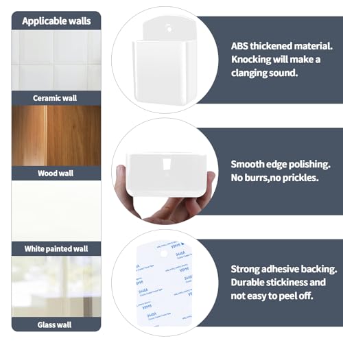 2 PCS Remote Control Holders Wall Mount, Self Adhesive TV Air Conditioner Remote Control Holder, Wall Mount Storage Box Organizer Wall Pen Holder Storage for Home Office School (White, 4) - color: White, size: 4