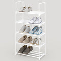 5-Tier Small Shoe Rack, Metal Stackable Kids Shoe Shelf Storage Zapateras Organizer,Narrow Shoe Rack Sturdy for Closet Hallway Entryway Living Room Bedroom (White) - size: 5-White