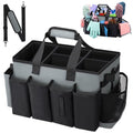 Wearable Large Cleaning Caddy Bag for Housekeeper, Clean Supply Organizer with Adjustable Shoulder, Waist & Handle Straps, Detailing Bag for Kitchen Supplies (Black&Gray) - color: Black&Gray