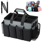 Wearable Large Cleaning Caddy Bag for Housekeeper, Clean Supply Organizer with Adjustable Shoulder, Waist & Handle Straps, Detailing Bag for Kitchen Supplies (Black&Gray) - color: Black&Gray