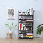 Proman Products - Hickory Bookshelf, Folding Bookshelf, Wooden Storage Shelves (4 Tiers, Rustic Brown) - size: 4 Tiers