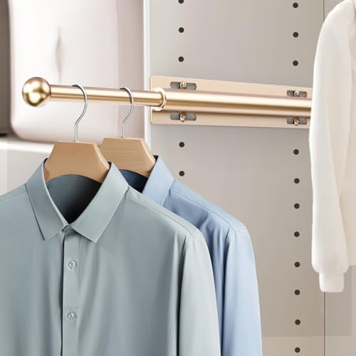 Supforce Valet Rod for Closet Pull Out, Retractable Slide Out Valet Rod Closet Organization, 12" Aluminum Valet Clothing Hanger Rods Perfect for Suits, Freshly Pressed Clothes, Gold - color: Gold, size: 12IN