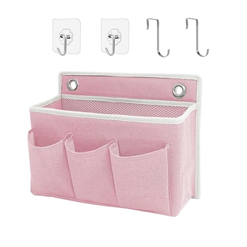 Wall Hanging Organizer Bag/Hanging Baskets with Large Mesh Compartment & 3 Pockets，Over the Door Hanging Organizer Space Saving Storage for Bedroom,RV Camper, Closet (Pink -1 Pack) - color: Pink -1 Pack