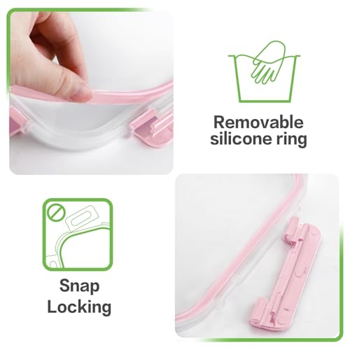 HOMBERKING 24pc Glass Food Storage Containers with Lids, Airtight Glass Bento Boxes, BPA Free & Leak Proof, Pantry Kitchen Storage (12 Lids & 12 Containers) - Pink - color: Pink
