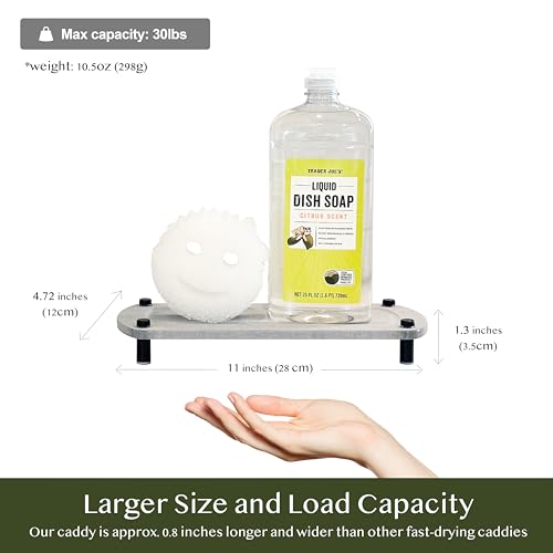 2PCS Water Absorbing Stone Soap Tray for Kitchen Bathroom Sink, Quick Dry Diatomaceous Earth Drying Rack and Shower Caddy, Soap Dispenser and Sponge Holder Organizer for Countertop - color: Glacier Gray