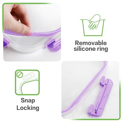 HOMBERKING 24pc Glass Food Storage Containers with Lids, Glass Meal Prep Containers, Airtight Bento Boxes, BPA Free & Leak Proof, Pantry Kitchen Storage(12 lids & 12 Containers) - Purple - color: Purple