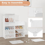 Shoe Rack 10 Tier Shoe Storage Cabinet with Door 20 Pair Tall Shoes Rack Organizer Free Standing Expandable Stable Plastic Easy Assembly Shoes Shelf for Closet Hallway Entryway Bedroom White - size: 16" Wide-20 Pairs