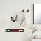 JQK Bathroom Glass Shelf Black, Tempered Glass Shower Storage 8 by 5 inches, 304 Stainless Steel Matte Black Wall Mount, TGS101L8-PB - color: Matte Black, size: 8 Inch (1 Pack)