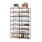 Large Shoe Rack Organizer, 2-Row 8-Tier Tall Shoe Storage Shelf for Closet, Entryway, Garage, Metal Free Standing Shoe Holder for 28-32 Pairs Shoes, Sturdy Stackable Shoe Stand for Bedroom - size: 2 Row 8 Tier