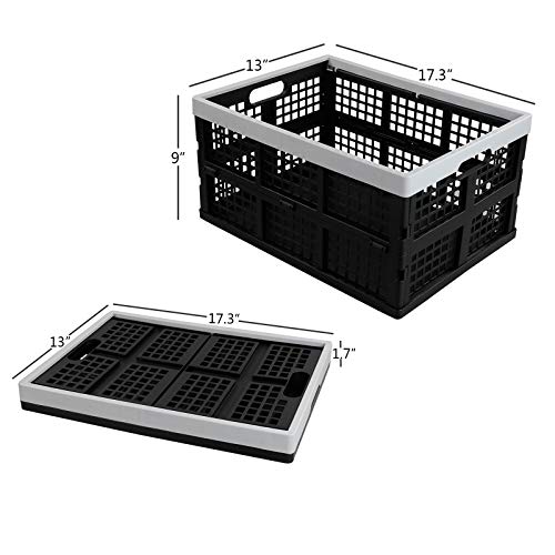 Kekow 28 L Black Plastic Collapsible Storage Basket, 3-Pack Folding Crates Storage - size: 28 L