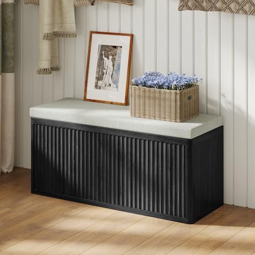 Shoe Cabinet Bench with Cushion,Double Layered Wooden Shoe Bench with Soft Cushion,Shoe Rack for Entryway,Bedroom,Living Room (Black Sturdy Shoe Storage Bench) - color: Black Sturdy Shoe Storage Bench