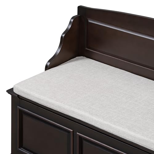 Knocbel Rustic Entry Storage Bench with Hidden Compartments and Removable Cushion, Wooden Entryway Hallway Foyer Shoe Bench Bedroom End of Bed Bench (Espresso and Beige) - color: Espresso and Beige