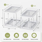 Delamu 2-Tier Bathroom Under Sink Organizers and Storage, Pull Out Cabinet Drawers with Anti-Slip Design, Multi-Purpose Storage for Kitchen, Pantry, Bathroom & Home Organization, White, 4 Pack