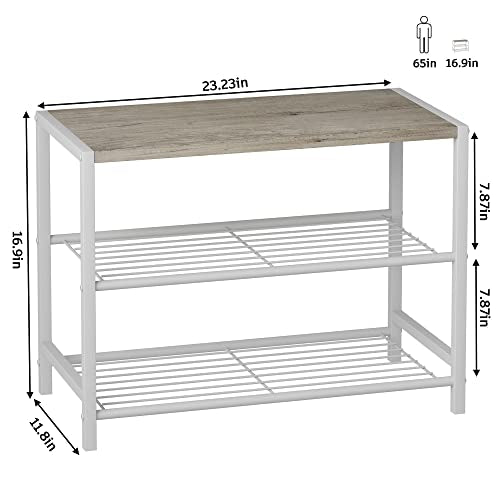 HOMEFORT 3-Tier Shoe Rack, Shoe Storage Shelf, Industrial Shoe Tower, Narrow Shoe Organizer for Closet Entryway, Small Shoe Rack Table with Durable Metal Shelves, White Oak - color: White Oak, size: 3-Tier (11.8"D x 23.23"W x 16.9"H)