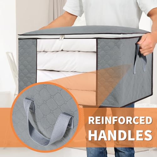combocube 3 Pack Closet Organizers and Storage Containers, Clothes Storage Bins, Storage Bags with Large Clear Window & Handles for King Comforter, Pillow, Quilt, Bedding, Clothes - color: 3pcs, size: Small