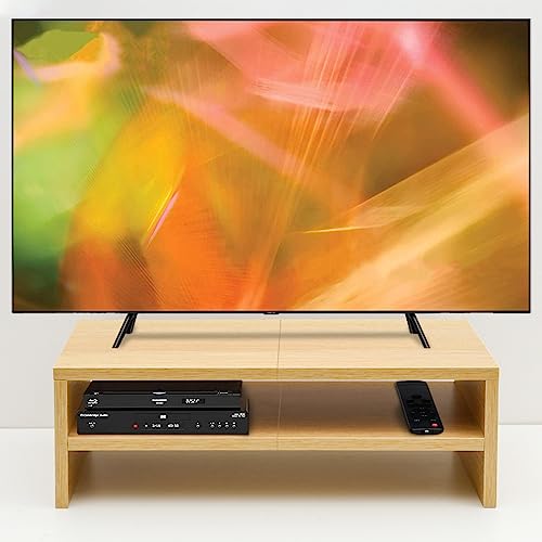 TEAMIX 2 Tiers Desktop Monitor Stand Riser 20 Inch Printer Stand with Storage Small TV Riser Laptop Wooden Desk Organizer Shelf Bookshelf Maple (Natural Maple, 2 Tiers) - color: Natural Maple