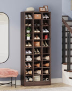 Tribesigns 10-Tier Shoe Storage Cabinet, Espresso Wooden Shoe Rack with 30 Cubbies, Freestanding Tall Entryway Shoe Organizer for Closet, Entryway, Living Room - color: Espresso