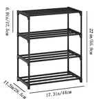 4-Tier Small Shoe Rack, Metal Stackable Kids Shoe Shelf Storage Zapateras Organizer,Narrow Shoe Rack Sturdy for Closet Hallway Entryway Living Room Bedroom (Black) - size: 4-Black