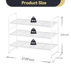 3 Tier Shoe Rack, Closet Shoe Organizer for Entryway, Heavy Duty Stackable Shoe Storage Shelf Stand,White