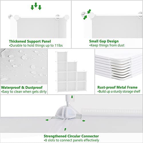 C&AHOME Cube Storage, 9-Cube Bookshelf, Plastic Closet Cabinet Organizer, DIY Stackable Bookcase, Modular Shelving Units Ideal for Home, Office, Kids Room, 36.6" L x 12.4" W x 48.4" H Milky UPCS09M - color: Milky