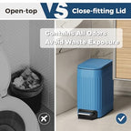 TrashAid Slim Bathroom Trash Can with Lid Soft Close, 6 Liter/1.6 Gallon Stainless Steel Small Garbage Can with Removable Inner Bucket, Step Pedal, Slim Wastebasket for Toilet, Office, Bedroom, Blue - color: Blue