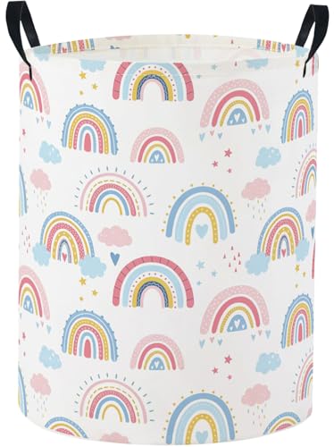 Baby Laundry Basket Baby Nursery Hamper Kids Laundry Basket Toy Storage Bin for Boys Room Decor Gift Baskets for Bedroom Bathroom(Blue Rainbow) - color: Blue Rainbow