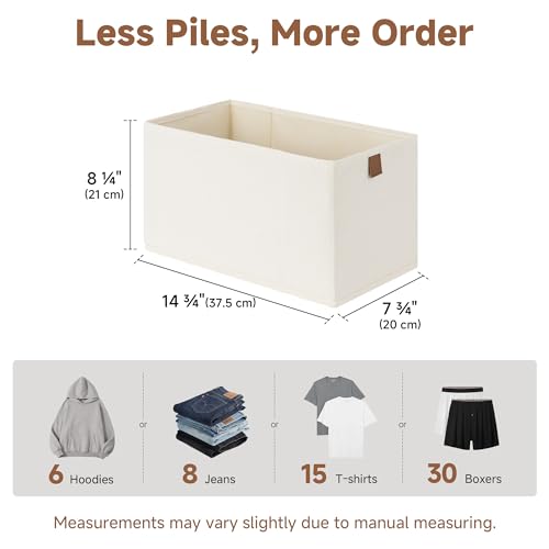 StorageWorks Narrow Storage Baskets for Shelves, Small Storage Bins, Fabric Storage Bins with PU Handle, Ideal for Clothes, Underwear, and Diapers, Beige, 2-Pack - color: Beige, size: 7.75'' Width (2 Pack)