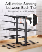ORDORA Pots and Pans Organizer Rack for Cabinet, 15.83" Height 8-Tier Heavy Duty 120LBS Pot Pan Organizer under Cabinet Adjustable for Dutch Oven, Cast-iron Pan, Heavy Skillets Griddles, Shallow Pot - size: M-15.83"H-HeavyDuty