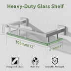 Alise Glass Shelves for Bathroom Wall, Tempered Glass Bathroom Shelf Wall Mounted, Modern Space Saving Floating Shelves 12 inch, Brushed Nickel - color: Brushed Nickel, size: 12 inch