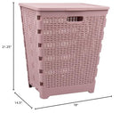 Mind Reader 61L Foldable Laundry Hamper, Clothes Basket, Lid, Wicker Design, Plastic, 18"L x 14.5"W x 21.25"H, Pink - color: Pink